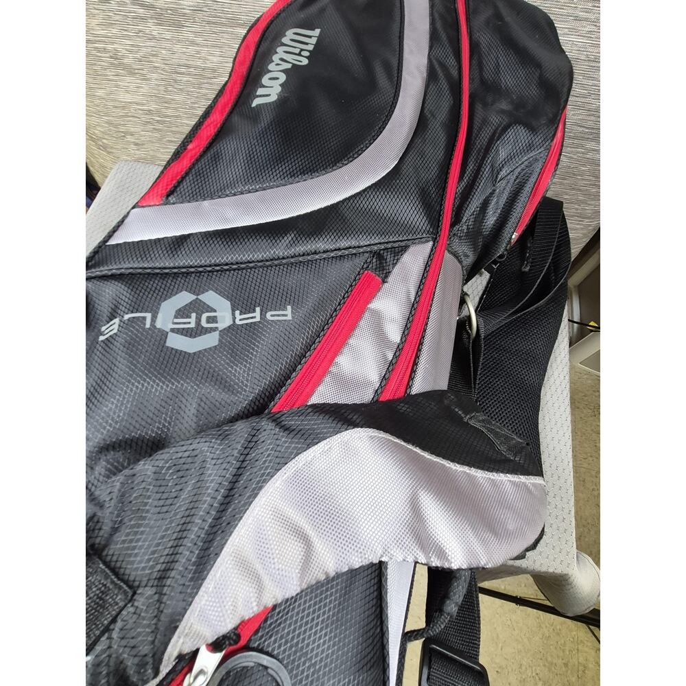 Wilson Profile Golf Stand Bag Mens Black Red Gray 7-Way Divider Carry Strap - Picture 7 of 8